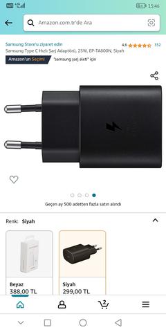 Samsung Type C Hızlı Şarj Adaptörü 25W - 299TL Amazon