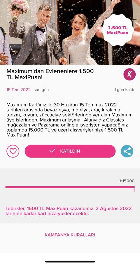 İş bankası maximumdan evlenenlere 15.000/1500