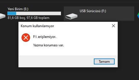 Disk Yazmaya Karşı Korumalı Hatası