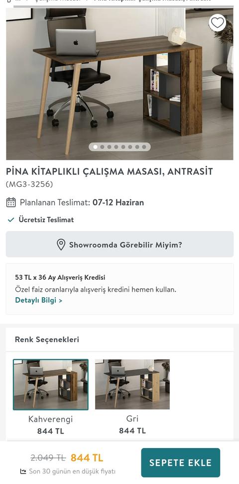 PİNA KİTAPLIKLI ÇALIŞMA MASASI 844tl