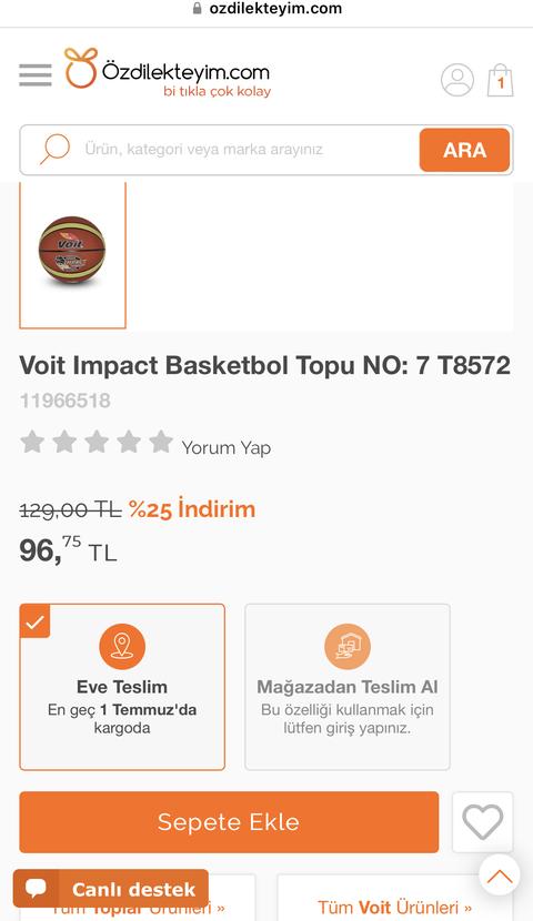 97 TL’ye Voit Impact Basketbol Topu NO:7