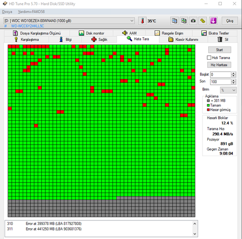  Harddisk Bad sectör onarma %99 başarı