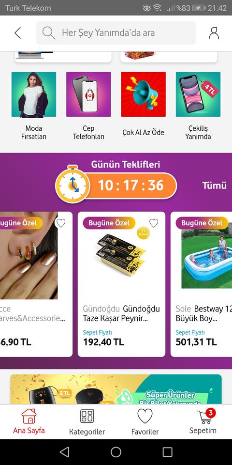 Bitti - Vodafone Yanımda- Gündoğdu Kaşar 3kg 384.81 TL