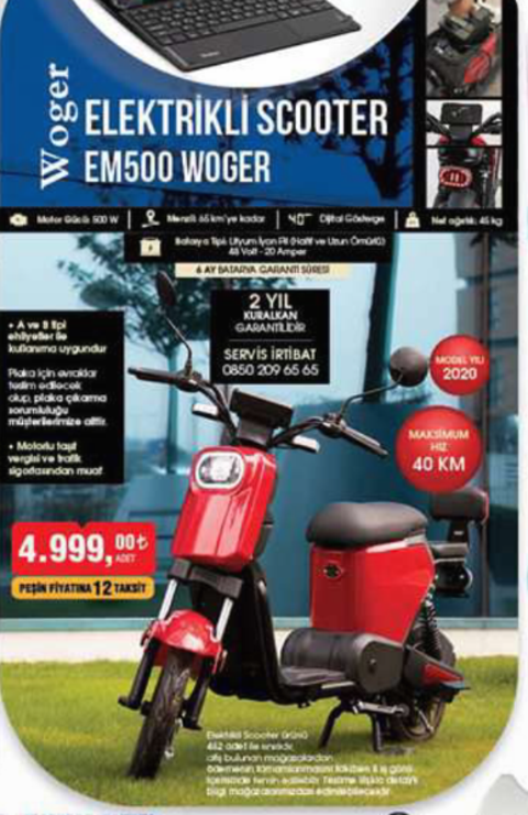 Woger EM 500 Elektrikli scooter | 21 Mayıs Bim | 5000₺