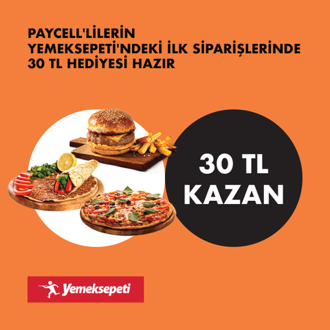 Paycell kullanıcılarına İlk Yemeksepeti Siparişine 30TL İndirim Kodu