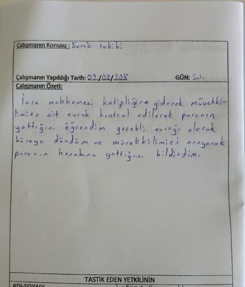 Avukat yanında yapılmış adalet staj defteri