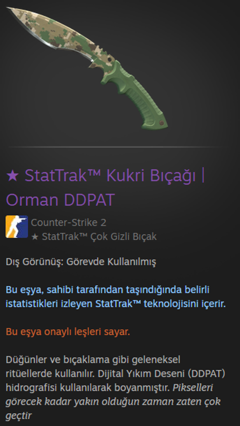 StatTrak™ Kukri Knife | Orman DDPAT (Görevde Kullanılmış)