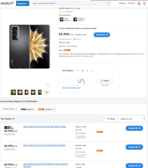 Honor Magic V2 [ANAKONU] enince katlanabilir telefon Türkiye önkayıta 4bin+sepet 4bin+8bin takasdest