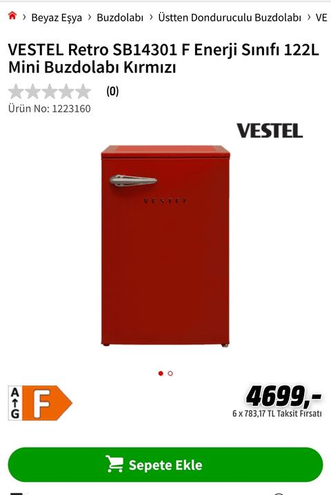 Vestel RETRO SB14301 Buzdolabı 4700TL