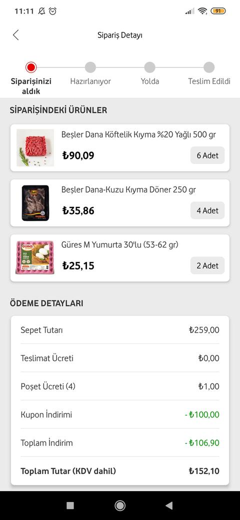 Vodafone Süpermarket 250 lira üzerine 100TL indirim + 10gb internet