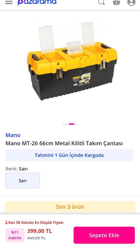Mano MT-26 66cm Metal Kilitli Takım Çantası 400tl