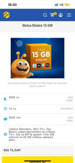 Bolca Ekstra Paketler (Turkcell Faturasız 3-6-9 AY)