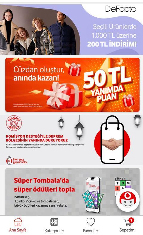 Vodafone Kullanıcılarına Özel Yanımda Premium 350/100 indirim + 50 TL Cüzdan Puan