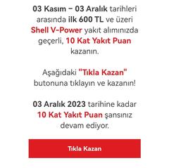 Shell Cumhuriyetin 100.Yılına özel 100 kat yakıt puan hediye!