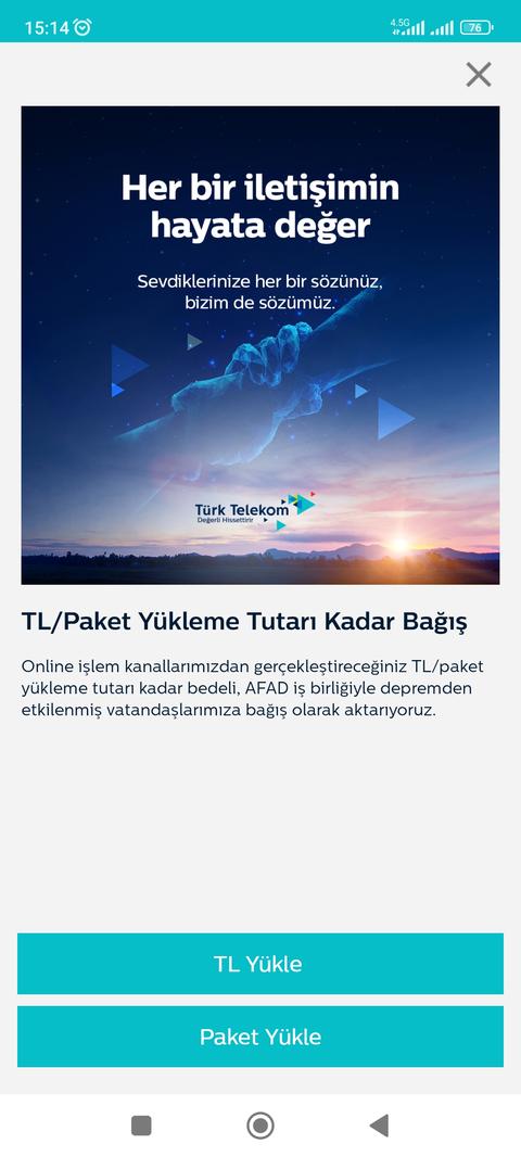 Turk telekom online işlemler yüklediğiniz kadar bağış