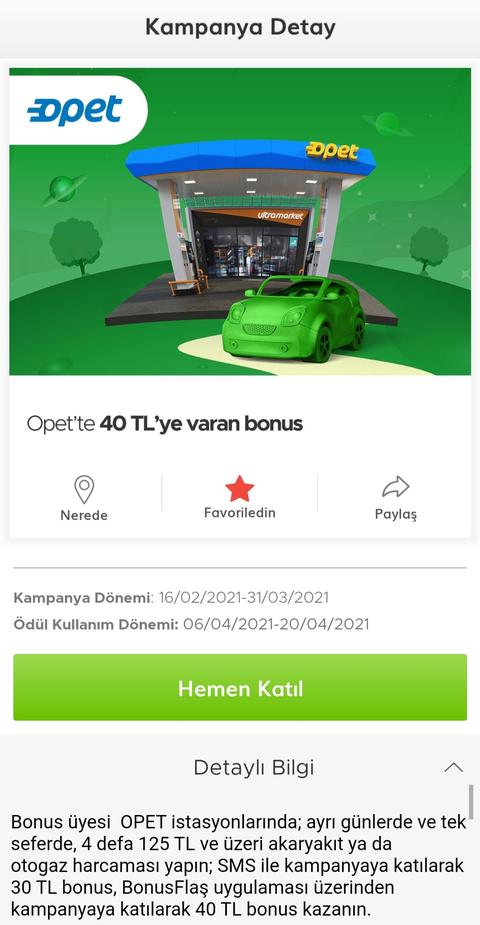 (Bol Kombolu) Garanti BONUS OPET Kampanyası 50₺ bonus ve fazlası