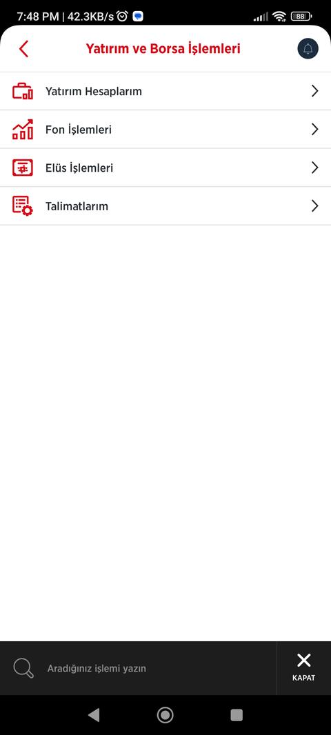Ziraat mobile borsa işlemleri gözükmüyor