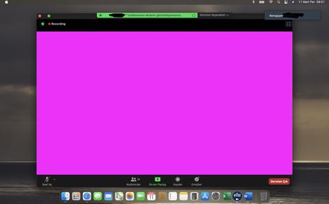 EBA Canlı Ders Mac'te ekran paylaşımı pembe çıkıyor
