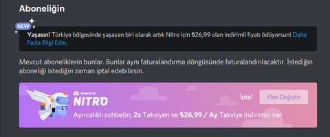 Discord Nitro Türkiye Fiyatlandırması