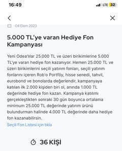 [Kota DOLDU] Odeabank 25.000 TL yatırımınıza 5.000 TL Hediye Fon fırsatını kaçırmayın!