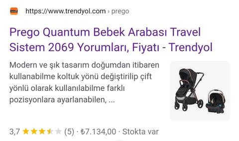 Prego Baby Quantum Travel Sistem Bebek Arabası