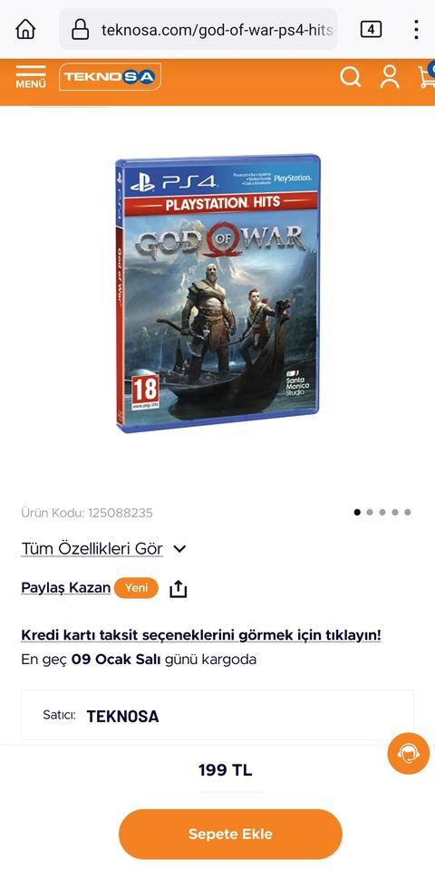 Gol Of War Hits PS4 Oyun 199TL