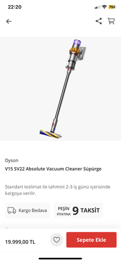 Dyson V15 Detect Absolute 14.999 TL Dyson Türkiye