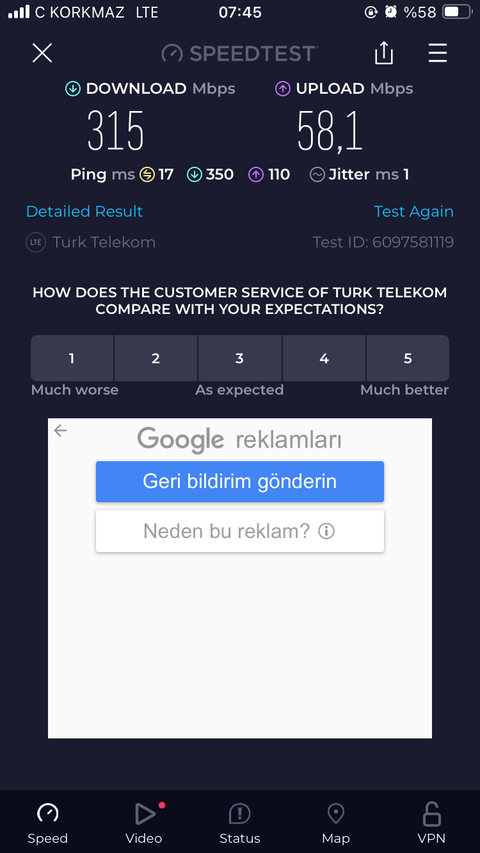 TÜM OPERATÖRLER 4,5G HIZ TESTİ [ANA KONU] 5G YE DOĞRU ADIM ADIM