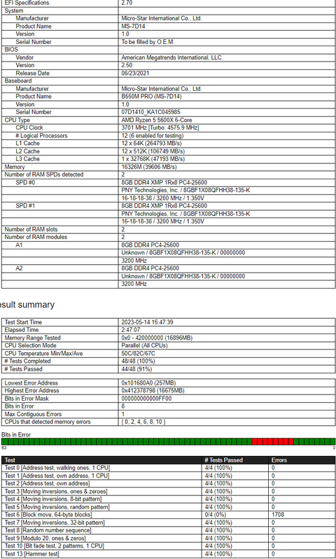 memtest86 2000 e yakın hata yardım edin