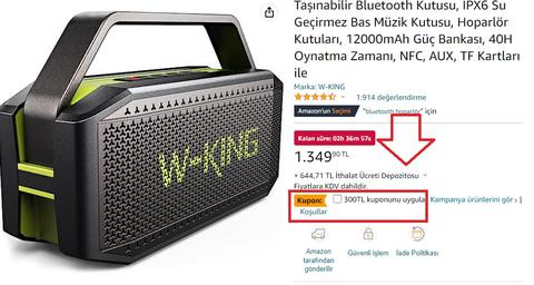 W-KING 60W Taşınabilir Bluetooth hoparlör - 1562,86 TL - AMAZON