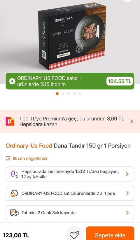 Ordinary-Us Hazır Yemek 1 alana 1 bedava+%15