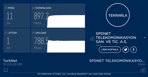 Türknet 1Gbit (1000Mbit) kablolar çekildi, modem verildi :) - İzmir