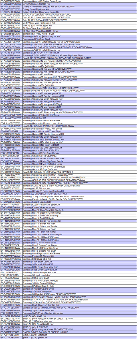 Orjinal Samsung Kılıflar Modeller olanlar kaçırmasın