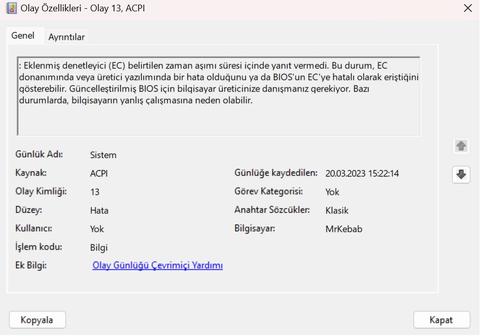 Hp omen 17 olay günlüğü hata