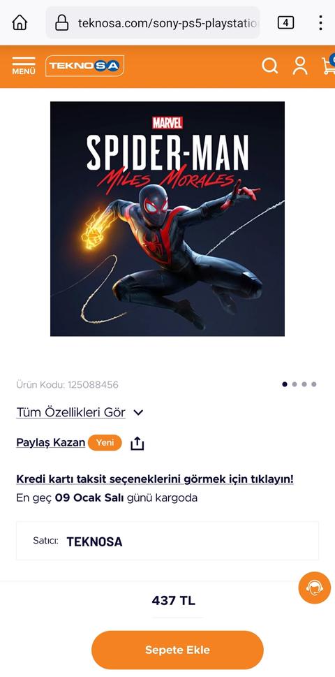 Spiderman Miles Morales PS5 Oyun 437TL