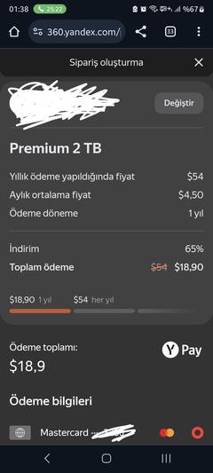 Yandex 360 - 2 TB + Özel Mail 1,56 $