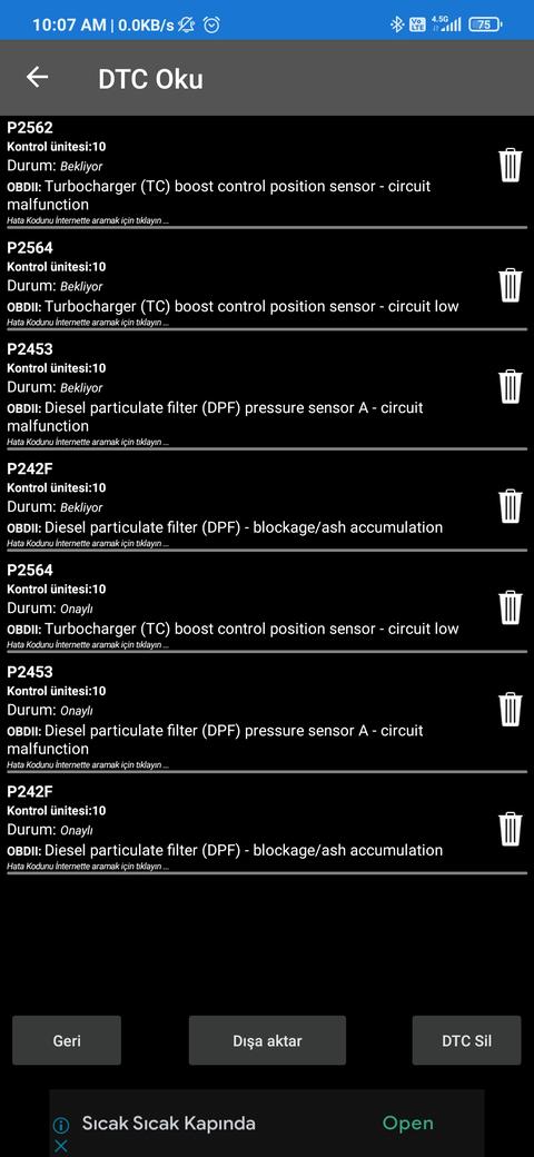 Peugeot 206+ 1.4HDI 2012 Motor Işığı