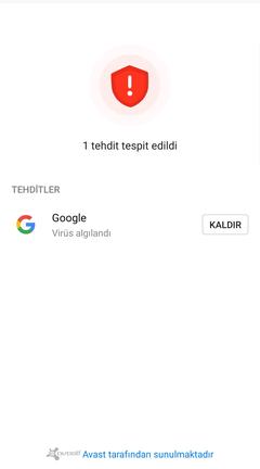 Yardım Güvenlik tehdidi Google uygulamasına virus bulaşmış olabilir bildirimi