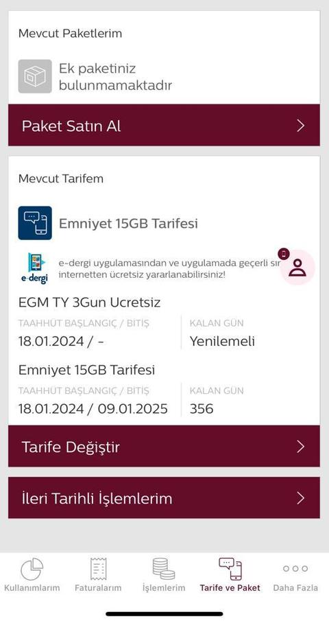 TÜRK TELEKOM 5GB+500DK+1000SMS=90TL///40GB+2000DK+1000SMS=200TL