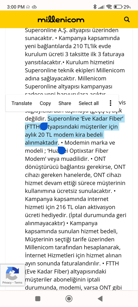 Millenicom, SOL altyapısında her türlü modem kirası alıyor mu?