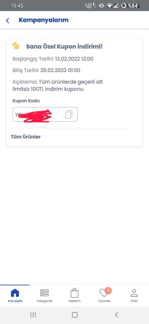 LCW alt limitsiz 100₺ kupon tanımlamış