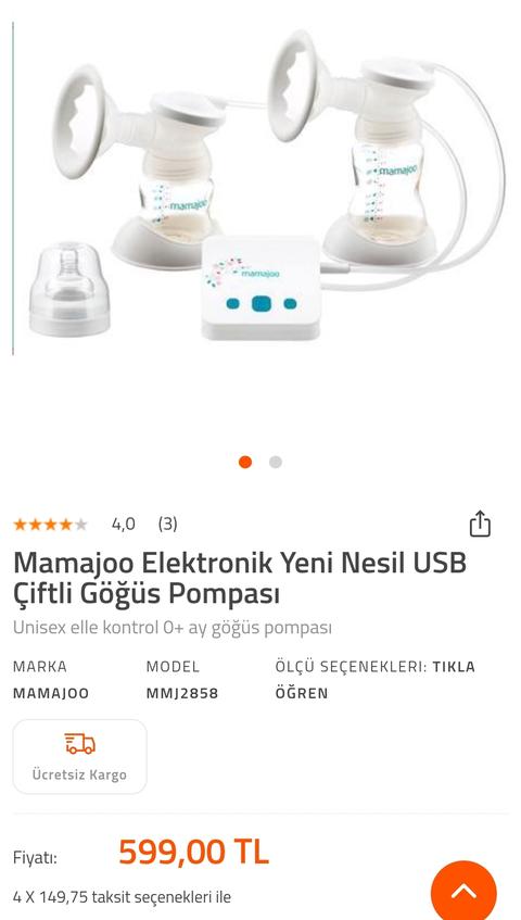 Mamajoo Elektronik Yeni Nesil USB Çiftli Göğüs Pompası