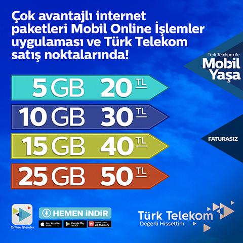 Türk Telekom Faturasız Haftalık Ek Paketler (25 GB 50₺) | DonanımHaber Forum