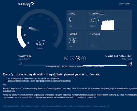 Vodafone Net Paket Kaybı Yüksek Jitter Sorunu