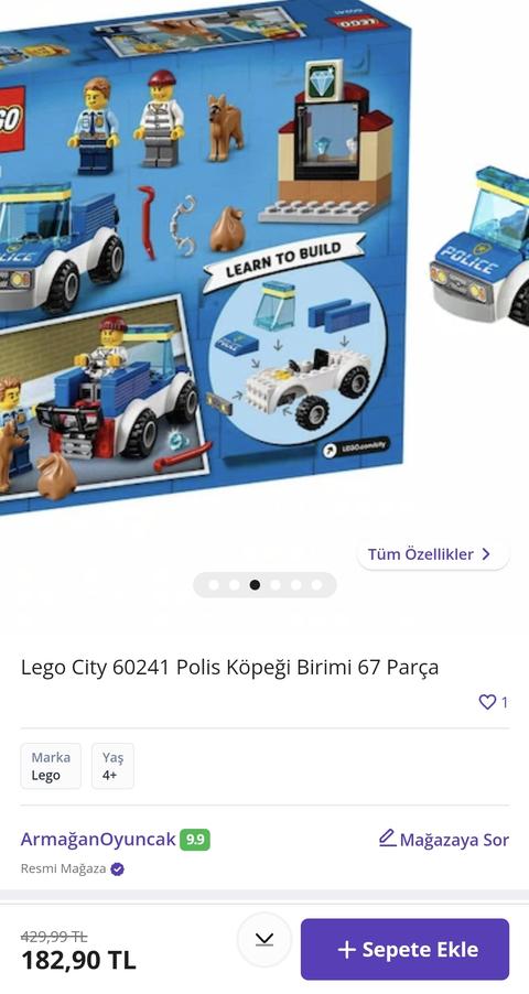 Lego City Police Polis Köpeği Birimi 60241 183TL