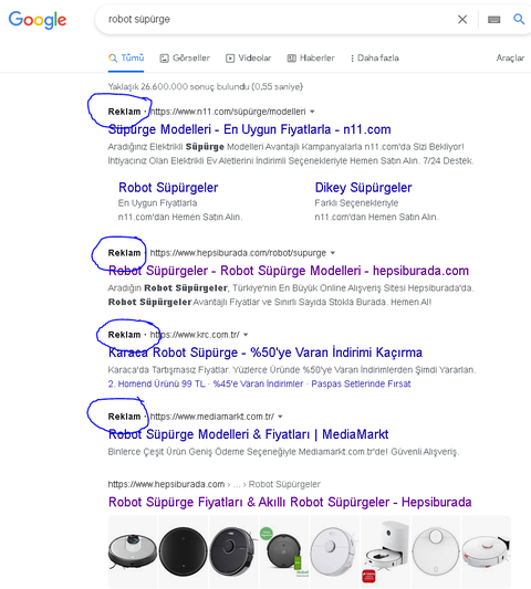 Google aramalarında reklam sitelerinin çıkmasını engelleme