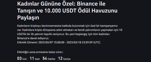 🔥Binance Kadınlar Gününe Özel 10$+5$ Airdrop |1000 kişilik Kota| Sadece 3 gün💲