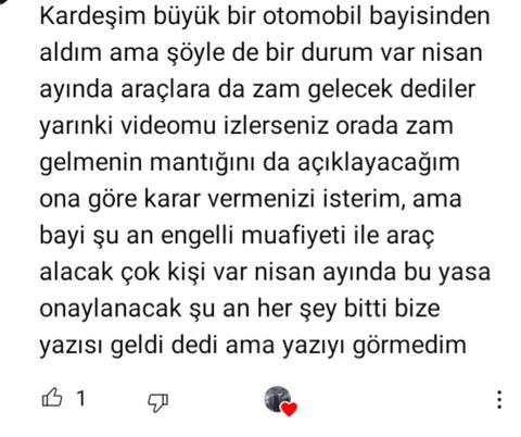 Sıfır Araç zam ötv güncelleme muafiyet