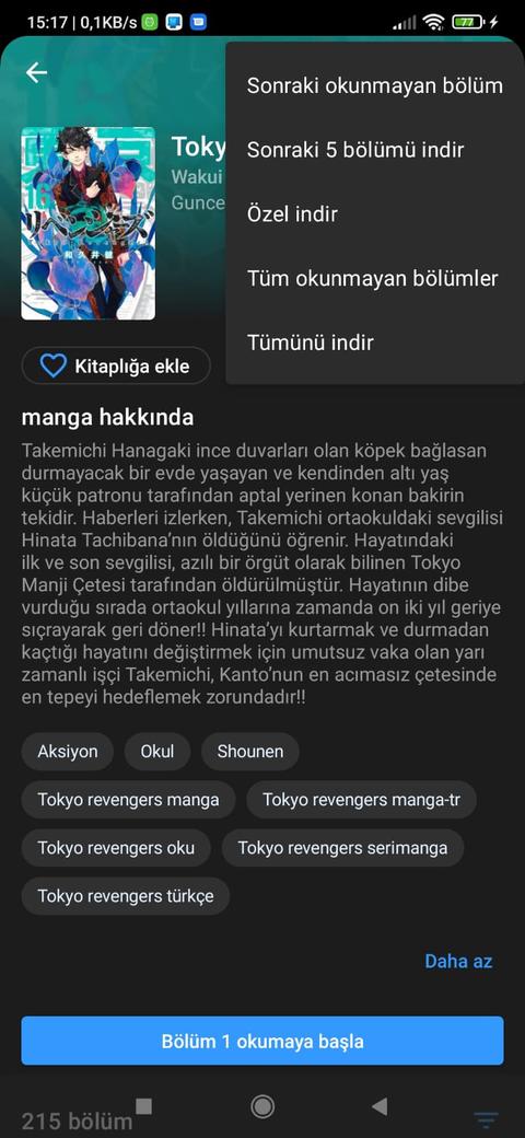 Türkçe Manga İndirme ve Okuma Uygulaması