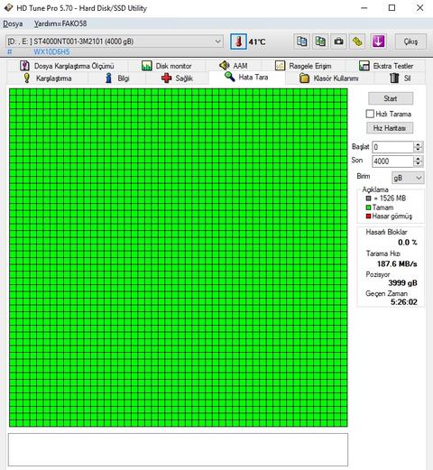 Yeni Seagate Disk Reallocated sector